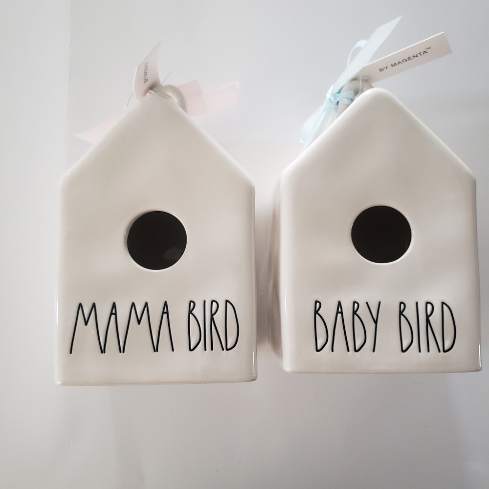 New Set of 2 Rae Dunn Mama Bird and Baby Bird Bird